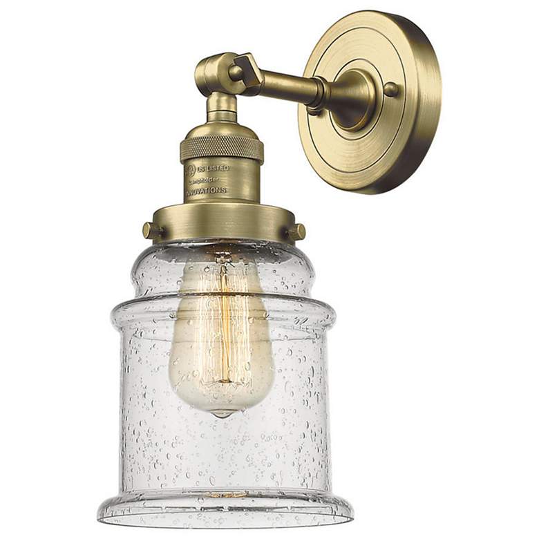 Image 1 Canton 7" Antique Brass Sconce w/ Seedy Shade