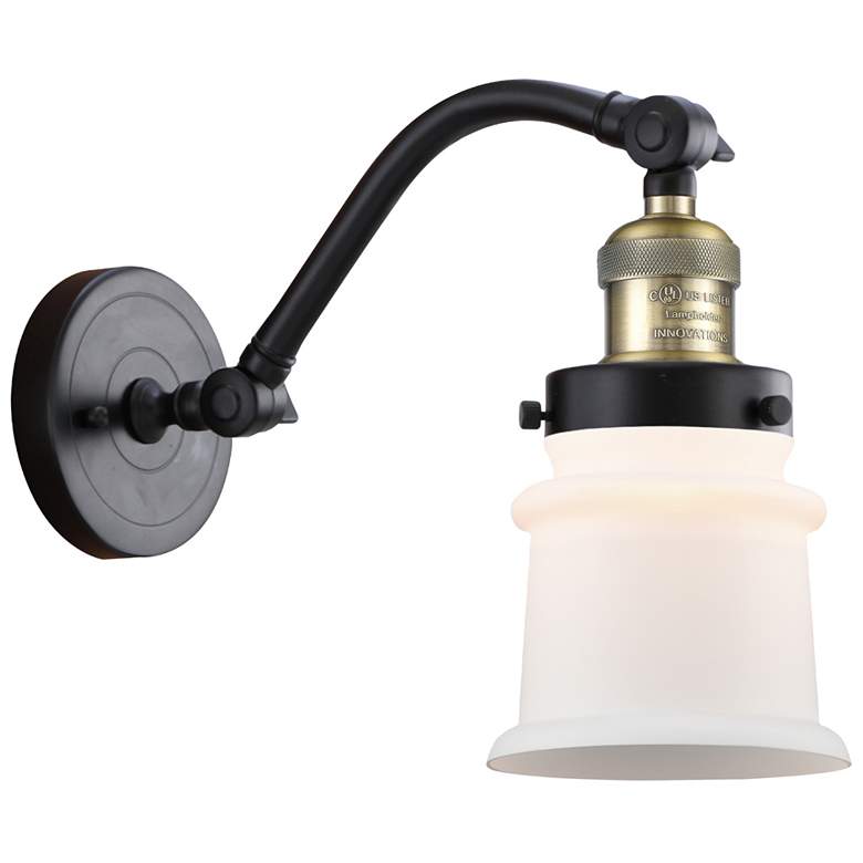 Image 1 Canton 7" Black Antique Brass Sconce w/ Matte White Shade