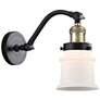 Canton 7" Black Antique Brass Sconce w/ Matte White Shade