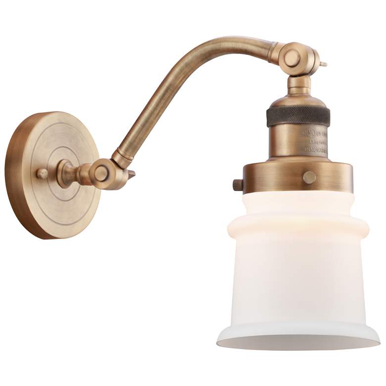 Image 1 Canton 7" Brushed Brass Sconce w/ Matte White Shade