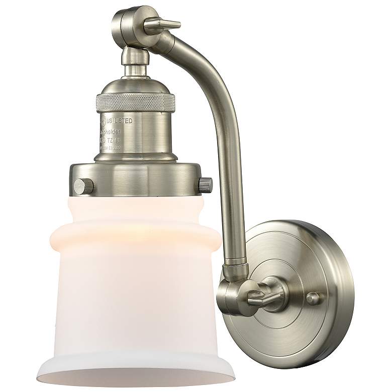 Image 1 Canton 7" Brushed Satin Nickel Sconce w/ Matte White Shade