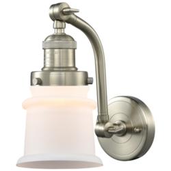 Canton 7" Brushed Satin Nickel Sconce w/ Matte White Shade