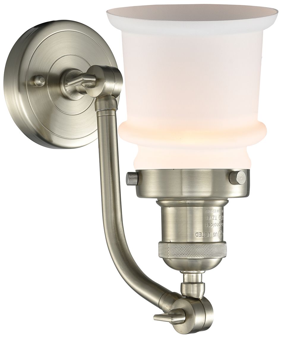 Image 2 Canton 7" Brushed Satin Nickel Sconce w/ Matte White Shade more views