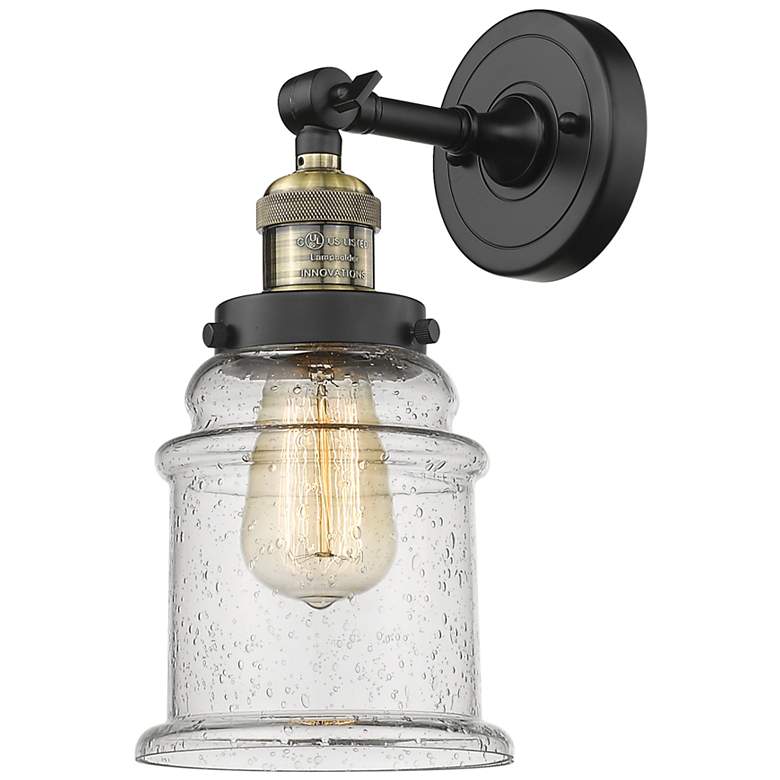 Image 1 Canton 7" LED Sconce - Black Brass Finish - Seedy Shade