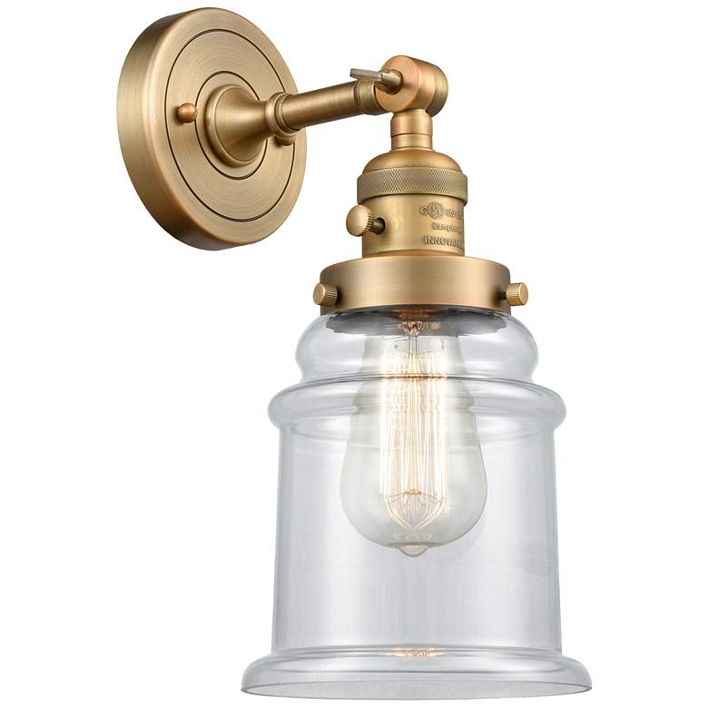 Image 1 Canton 7" LED Sconce - Brass Finish - Clear Shade