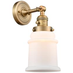 Canton 7" LED Sconce - Brass Finish - Matte White Shade