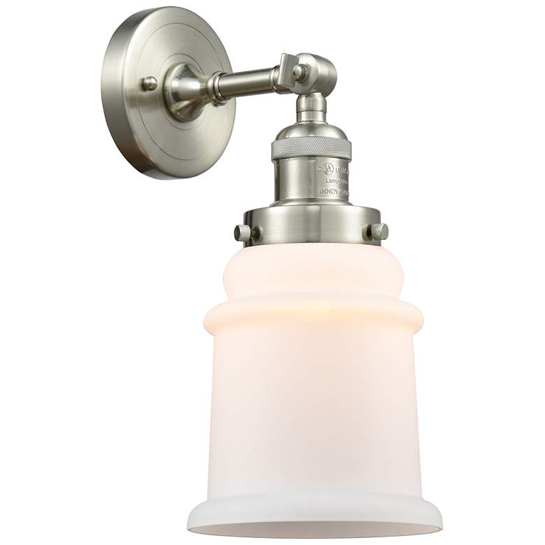 Image 1 Canton 7" LED Sconce - Nickel Finish - Matte White Shade