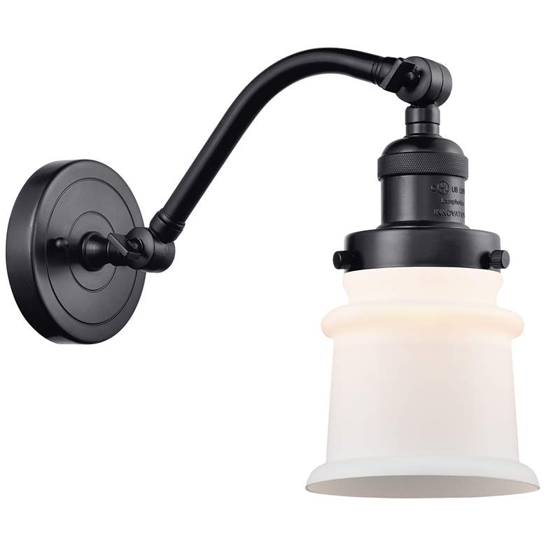 Image 1 Canton 7" Matte Black Sconce w/ Matte White Shade