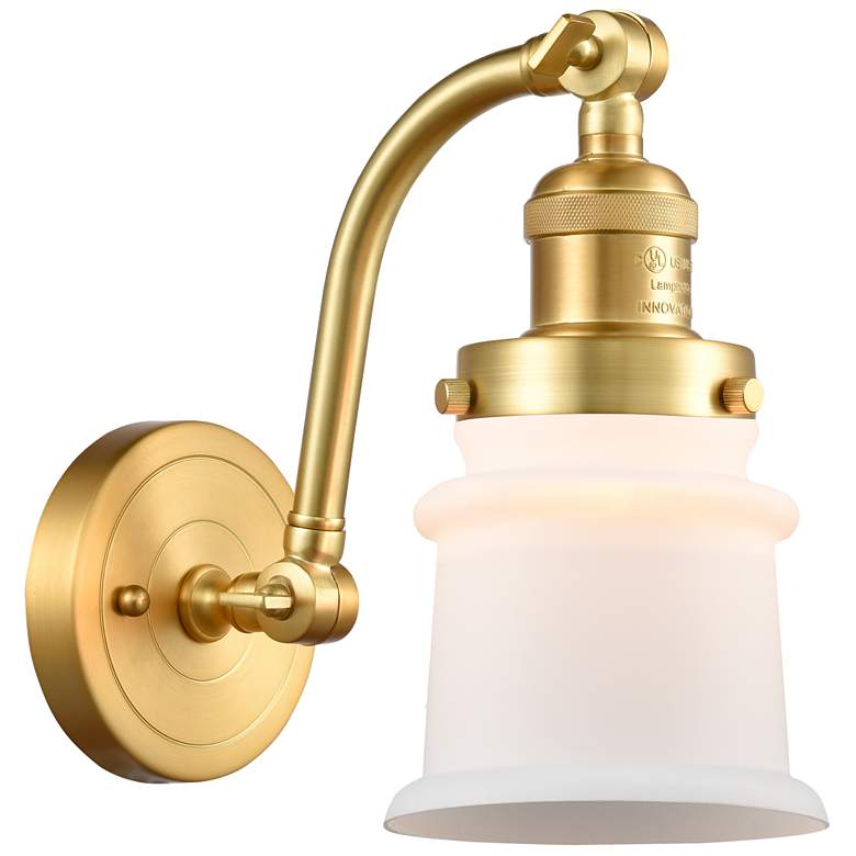 Image 1 Canton 7 inch Satin Gold Sconce w/ Matte White Shade