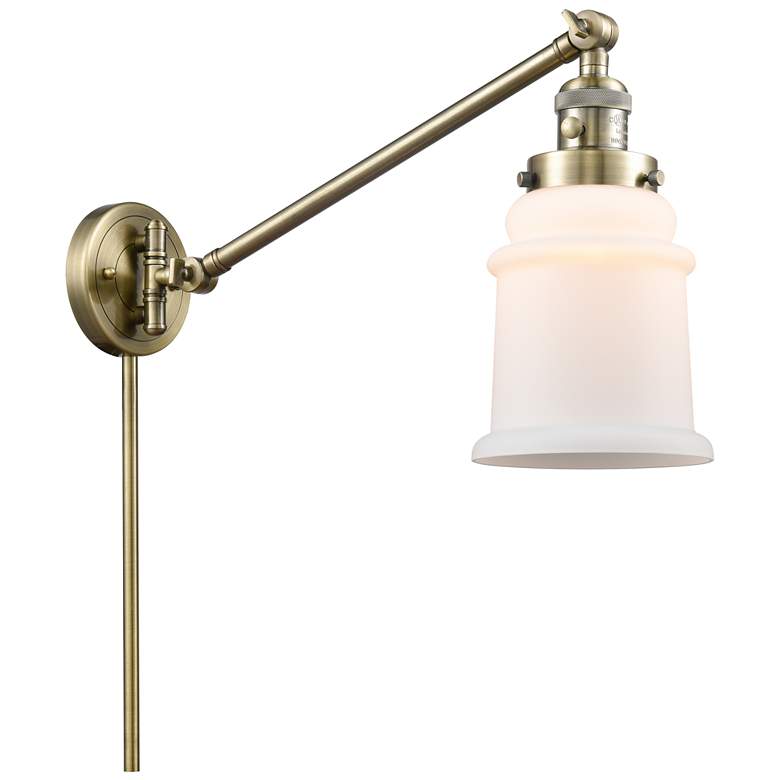 Image 1 Canton 8" Antique Brass Swing Arm w/ Matte White Shade