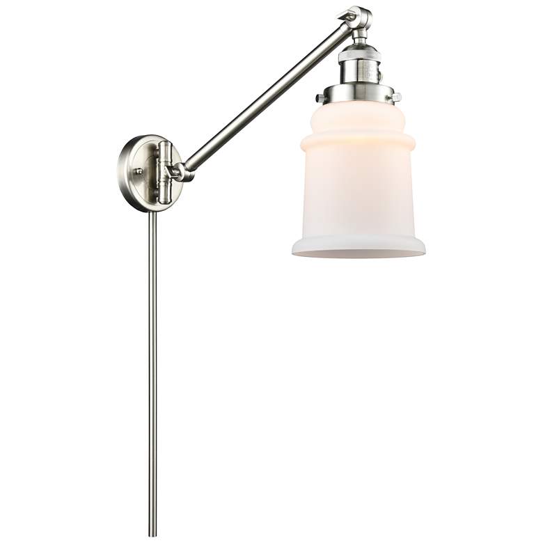 Image 1 Canton 8" Brushed Satin Nickel Swing Arm w/ Matte White Shade