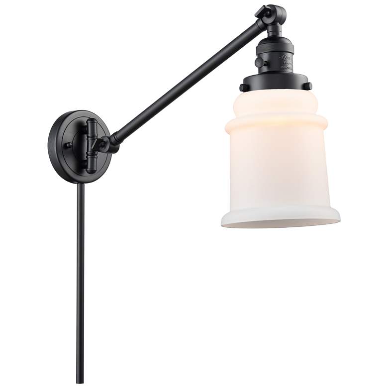 Image 1 Canton 8" Matte Black Swing Arm w/ Matte White Shade