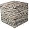 Canton Black and White Woven Viscose Square Pouf Ottoman
