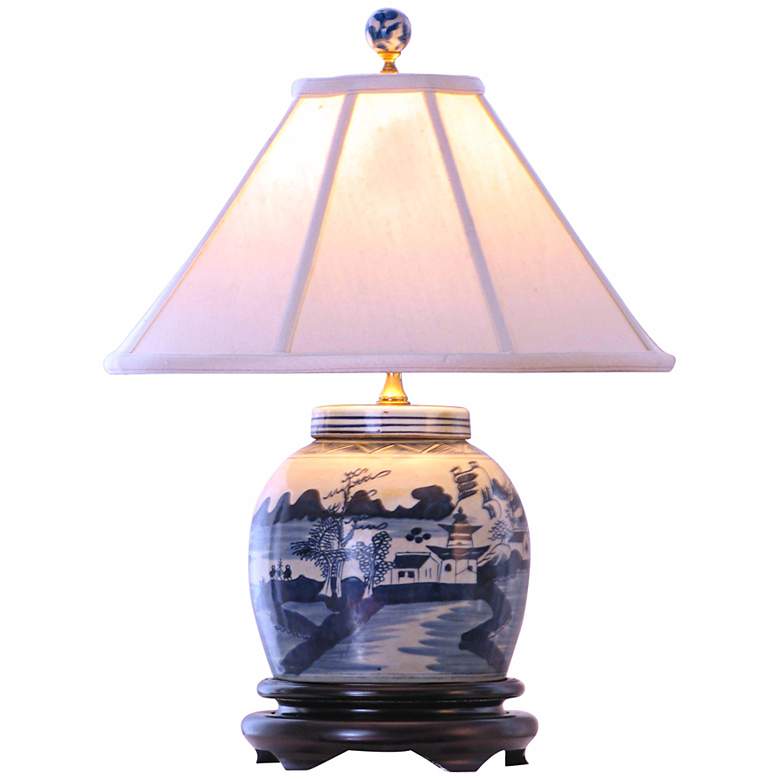 Image 2 Canton Blue and White 20 inch High Porcelain Jar Table Lamp