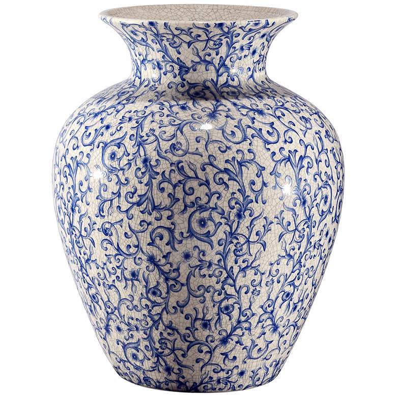 Image 1 Canton Flared Blue and White Ceramic Vase
