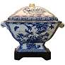 Canton Tureen 19" High Blue and White Porcelain Table Lamp