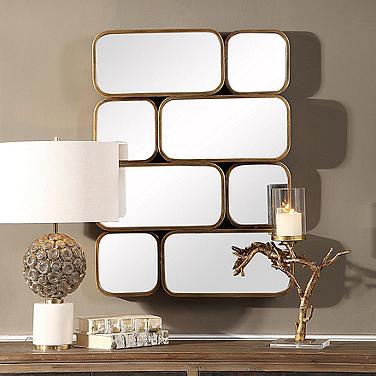 Canute Antiqued Gold 23 3/4" x 32" Wall Mirror