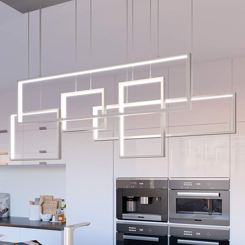 Image 1 Canvas 56 3/4"W Brushed Aluminum LED Linear Pendant Light