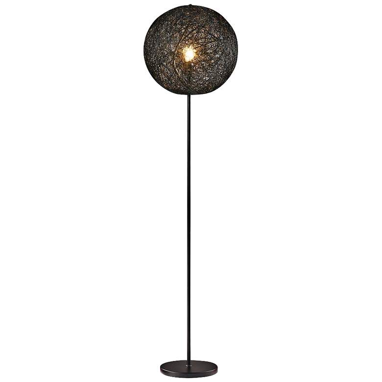 Image 1 Cany Floor Lamp with Hand-Crafted Vine Shade Black