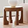 1_Canyon 26" Wide Espresso and Travertine Round End Table