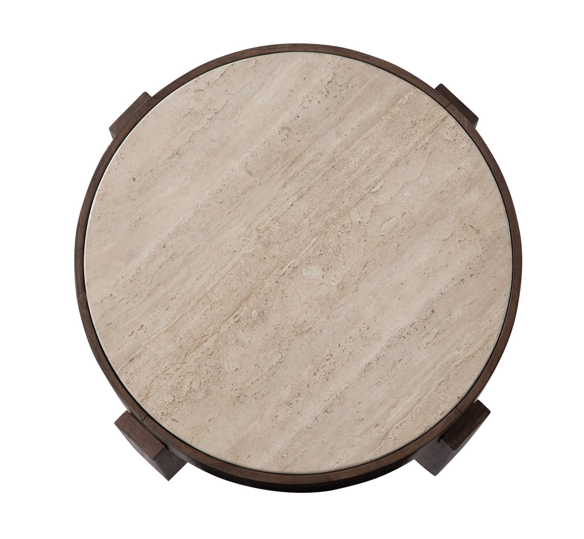 Image 6 Canyon 26" Wide Espresso and Travertine Round End Table more views