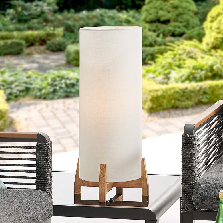 Image 1 Canyon Burlywood White Battery Powered LED Outdoor Cordless Table Lamp