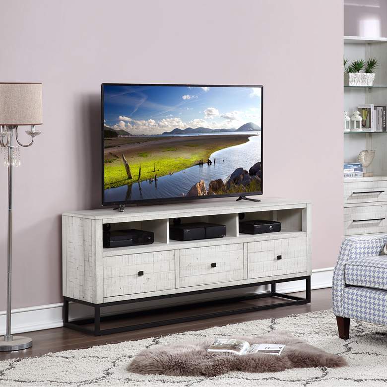 Image 1 Canyon Ridge 72" Wide White 3-Drawer 3-Shelf Media Center