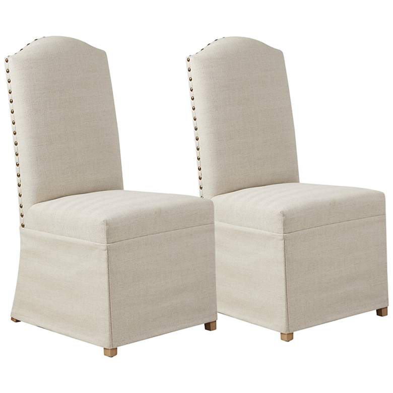 Image 1 Capa Beige Slipcover Dining Chairs Set of 2