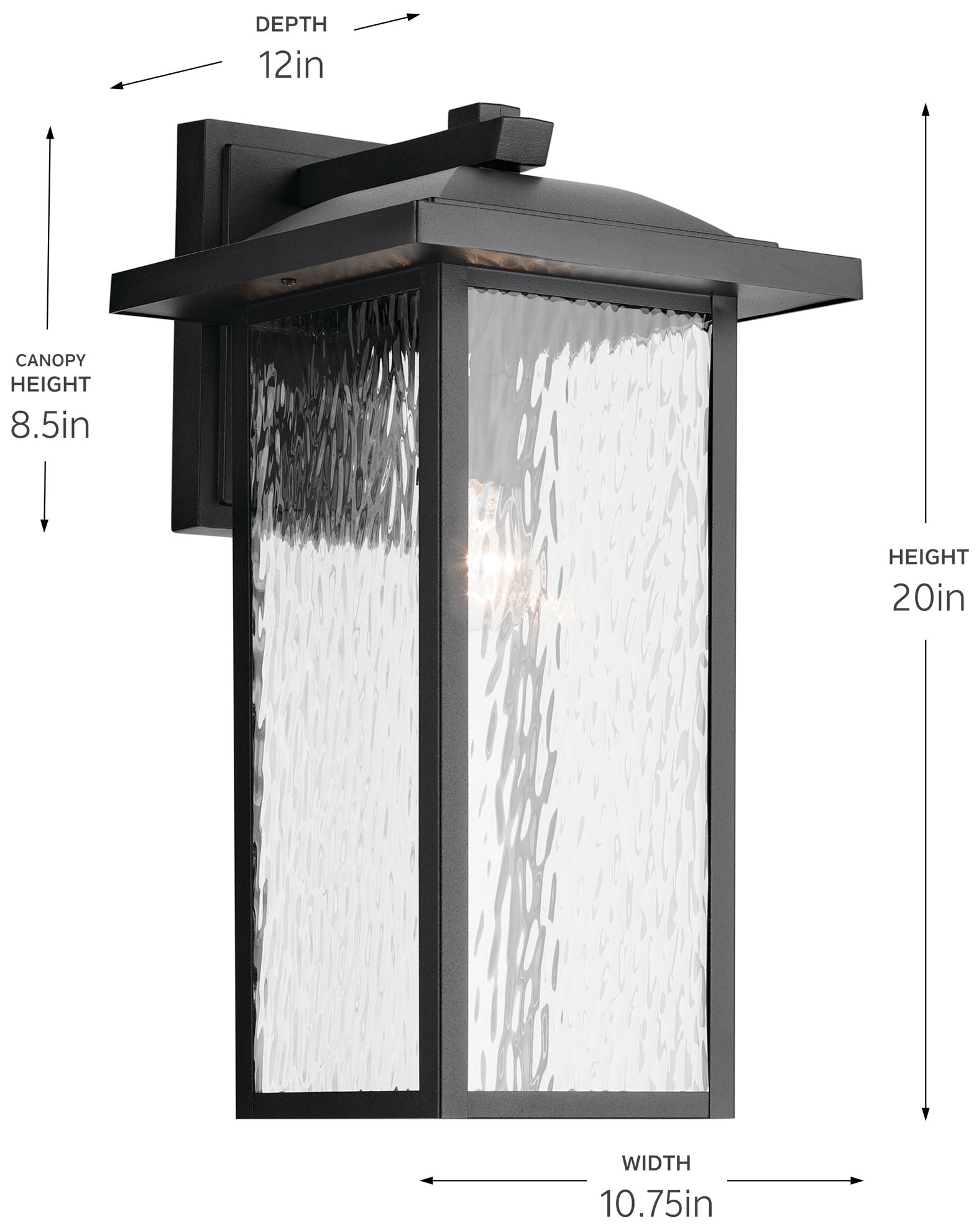 Capanna 1-Light 20-in H Black Hardwired Outdoor Wall Light