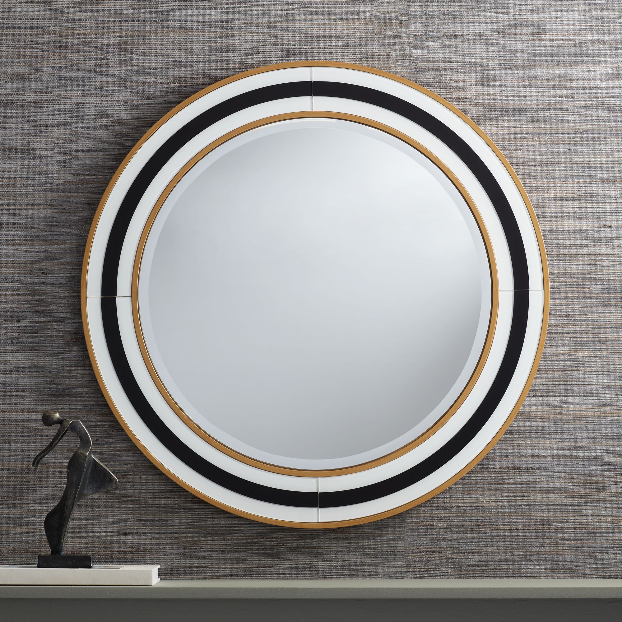 Cape Cod Black and Gold 31 1/2" Round Wall Mirrors Set of 2 in scene