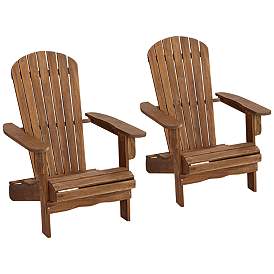 Image1 of Cape Cod Natural Wood Adirondack Chairs Set of 2