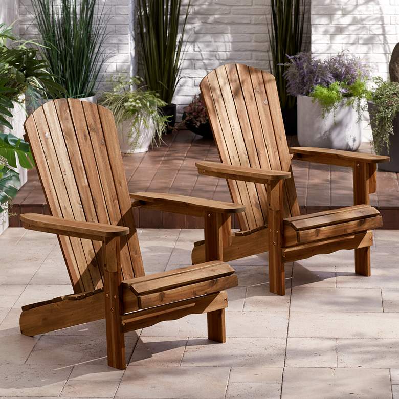 Image 1 Cape Cod Natural Wood Adirondack Chairs Set of 2