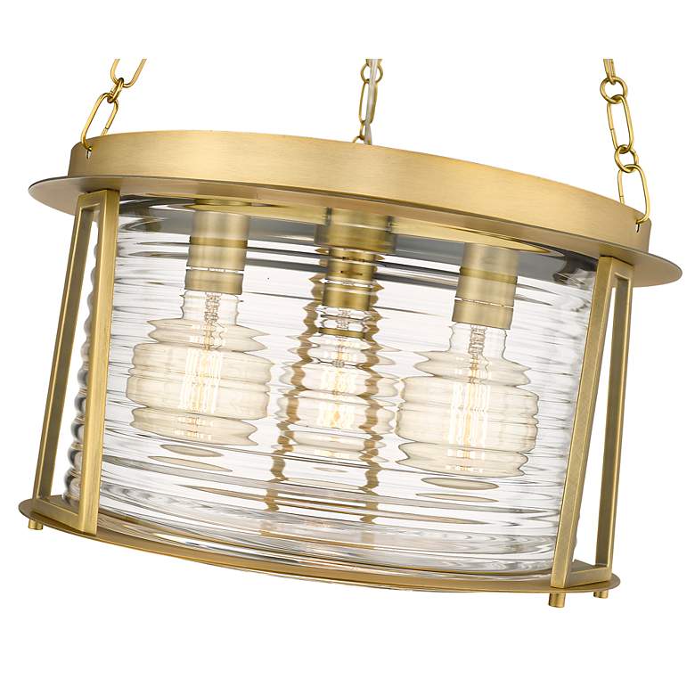 Image 7 Cape Harbo 18" Wide Rubbed Brass 3-Light Pendant more views