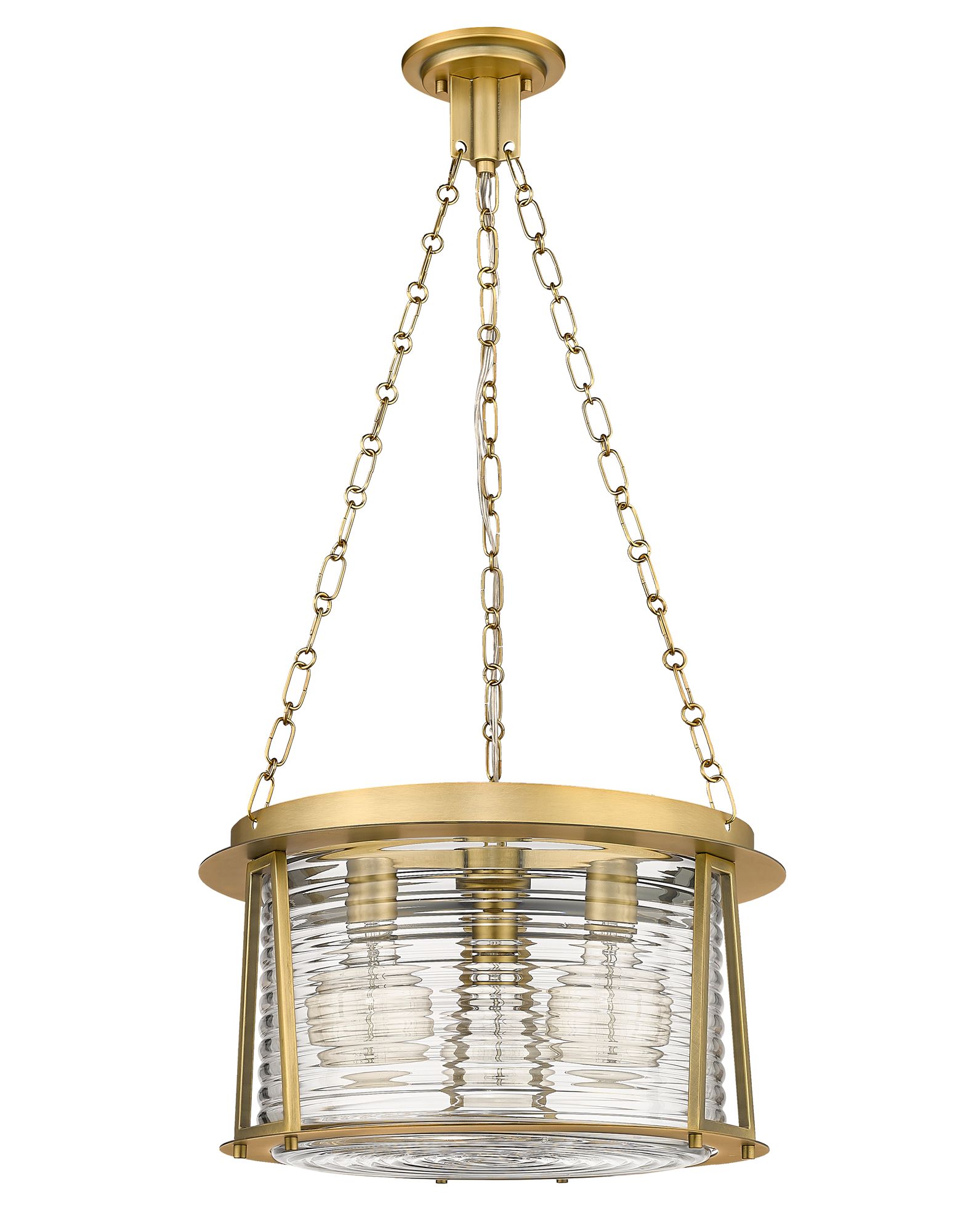 Cape Harbo 18" Wide Rubbed Brass 3-Light Pendant