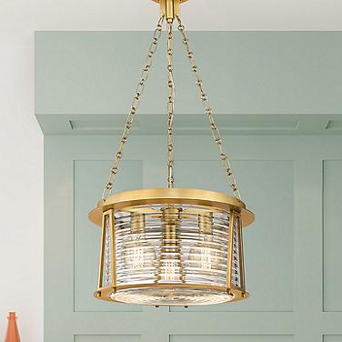 Cape Harbo 18" Wide Rubbed Brass 3-Light Pendant