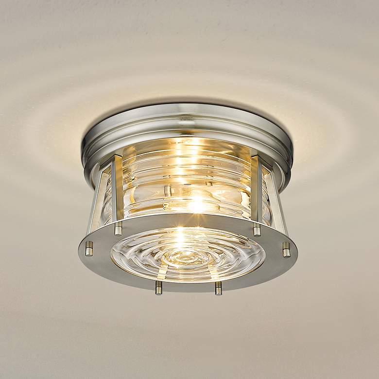 Image 2 Cape Harbor 12" Wide Brushed Nickel 2-Light Ceiling Light