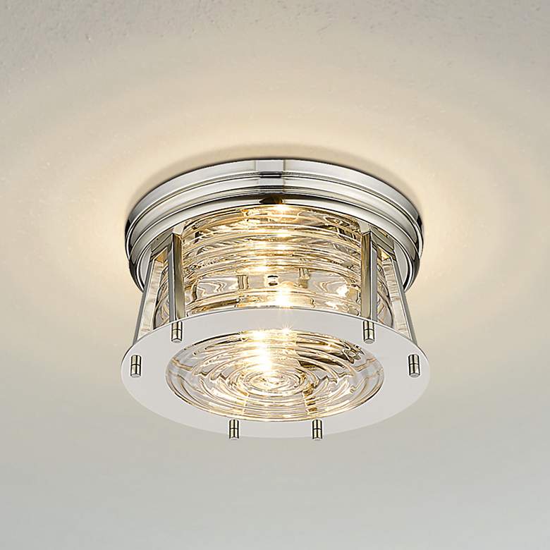 Image 1 Cape Harbor 12" Wide Polished Nickel Ceiling Light