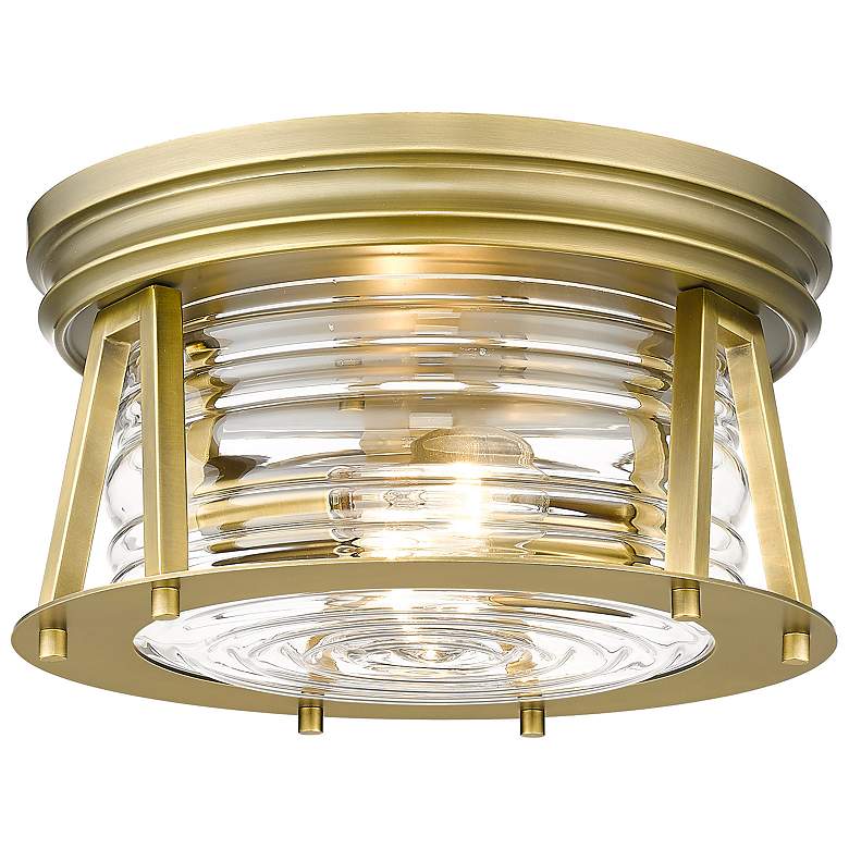 Image 3 Cape Harbor 12" Wide Rubbed Brass Ceiling Light