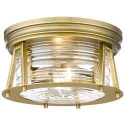 Cape Harbor 12" Wide Rubbed Brass Ceiling Light