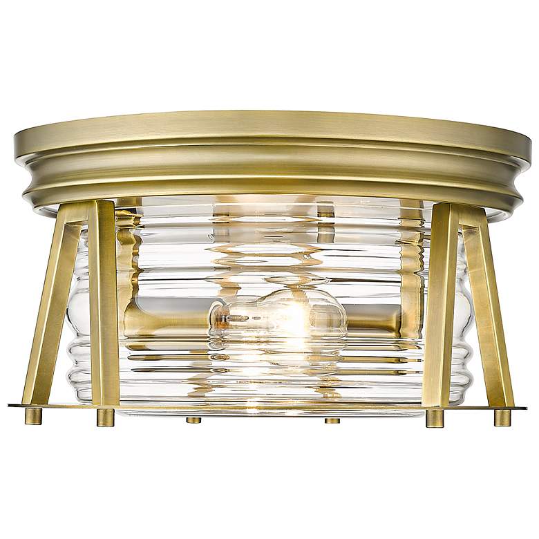 Image 6 Cape Harbor 12" Wide Rubbed Brass Ceiling Light more views