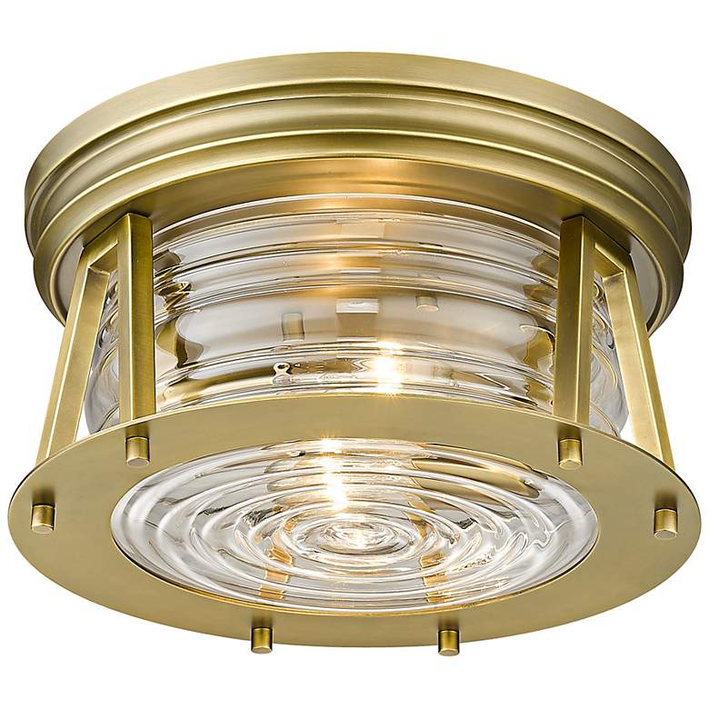 Image 7 Cape Harbor 12" Wide Rubbed Brass Ceiling Light more views