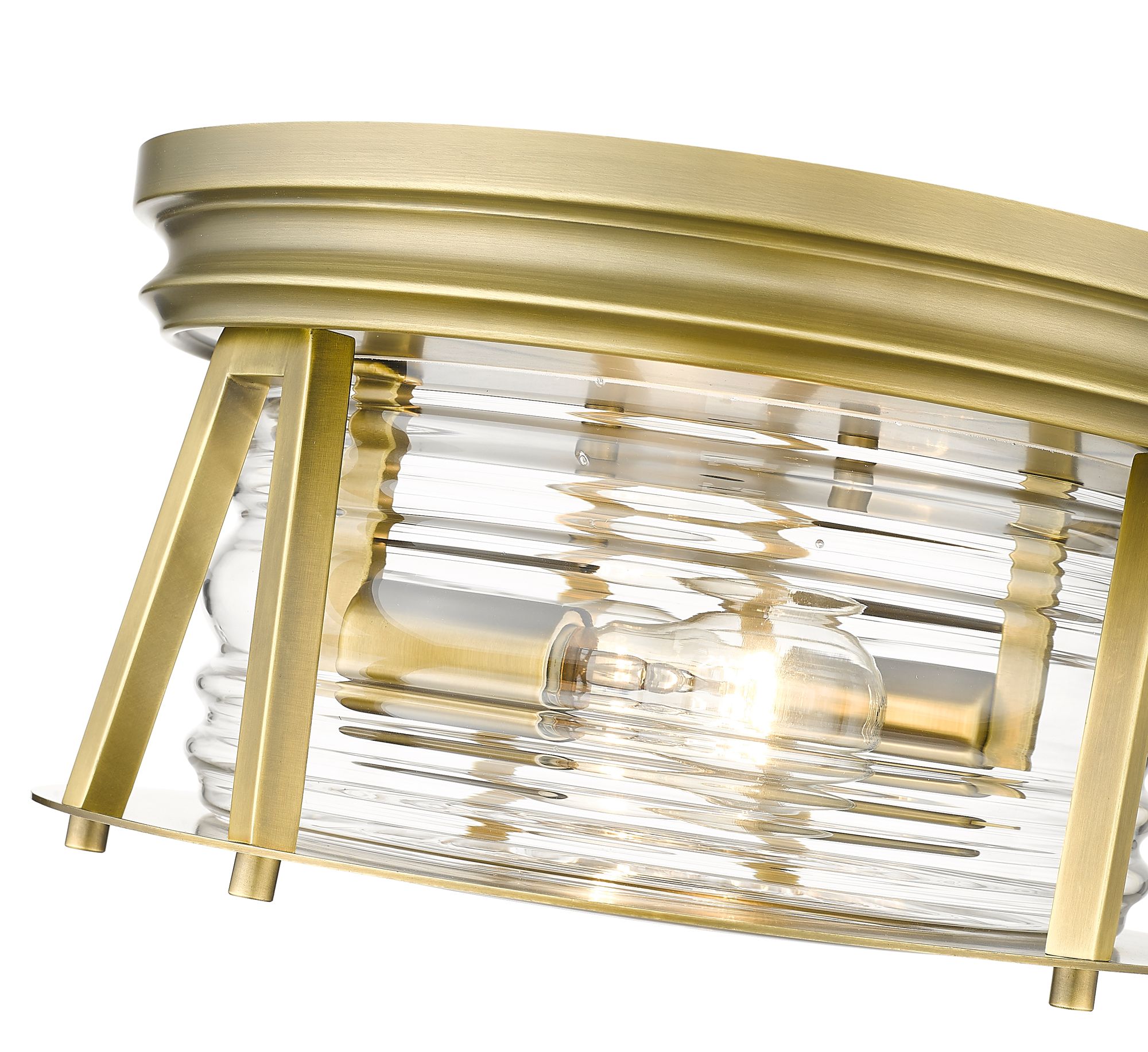 Cape Harbor 12" Wide Rubbed Brass Ceiling Light in scene