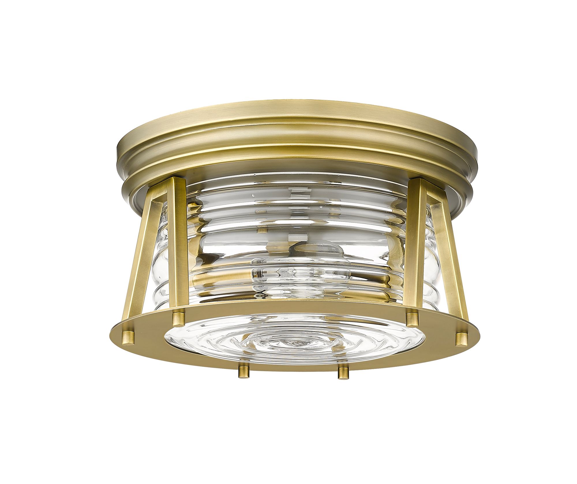 Cape Harbor 12" Wide Rubbed Brass Ceiling Light in scene