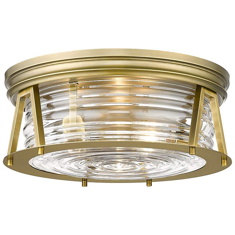 Image 2 Cape Harbor 16" Wide Rubbed Brass 3-Light Ceiling Light