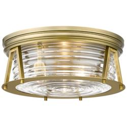 Cape Harbor 16" Wide Rubbed Brass 3-Light Ceiling Light