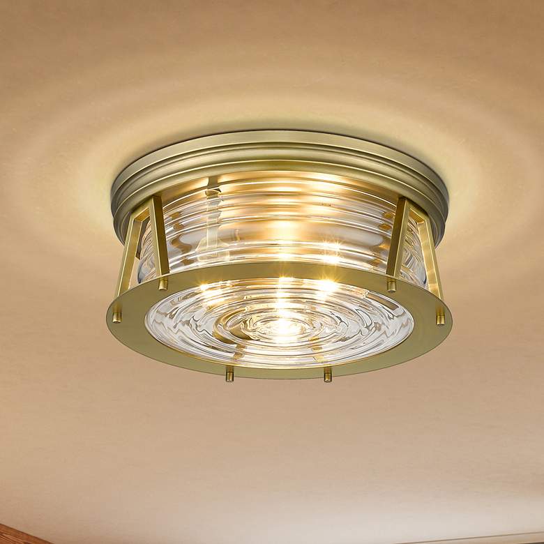 Image 1 Cape Harbor 16" Wide Rubbed Brass 3-Light Ceiling Light