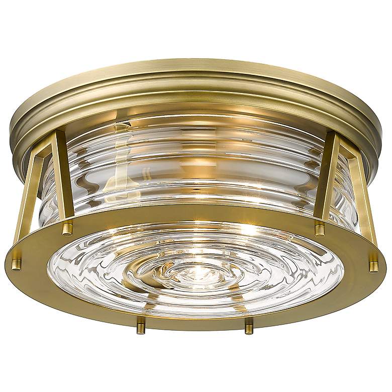 Image 6 Cape Harbor 16" Wide Rubbed Brass 3-Light Ceiling Light more views