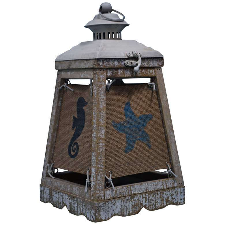 Image 1 Cape Lantern 13 inch High White Wood Coastal Accent Table Lamp