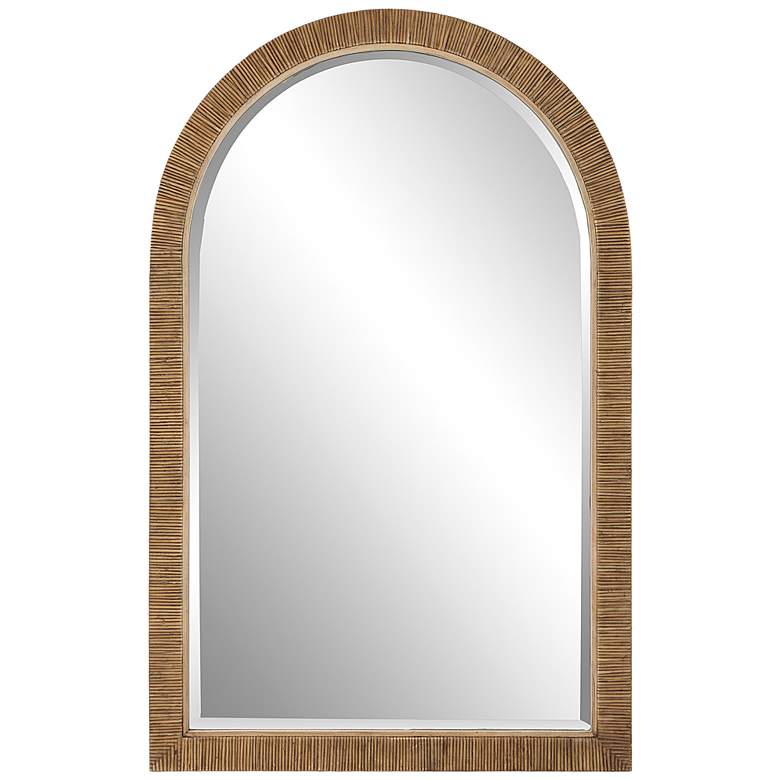 Image 2 Cape Natural Rattan 34 1/4 inch x 54 1/4 inch Arch Wall Mirror