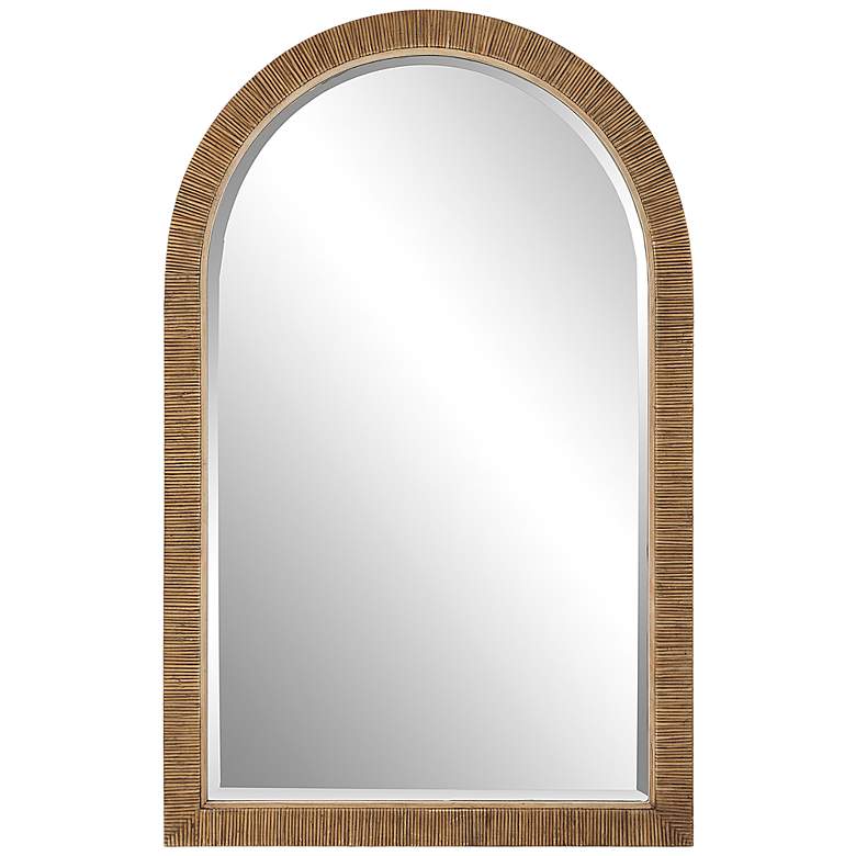 Image 2 Cape Natural Rattan 34 1/4" x 54 1/4" Arch Wall Mirror
